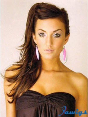 Soft Brown Straight Synthetic Clip In Hairpieces