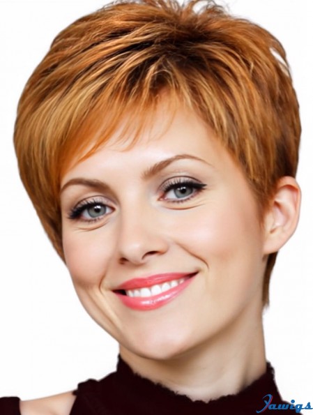Human Hair Wigs With Capless Wavy Style Auburn Color