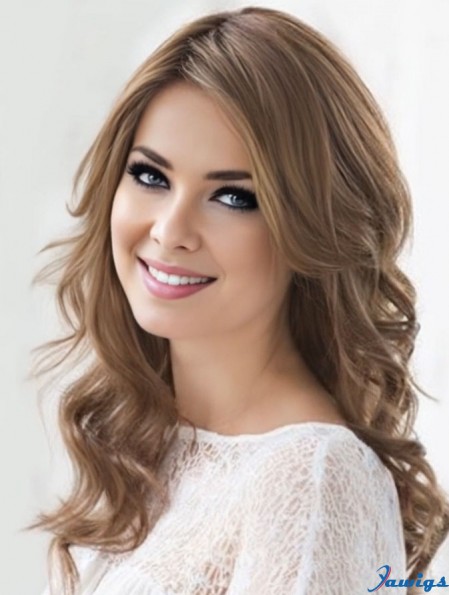Trendy Brown Long Wavy Layered Human Hair Wigs