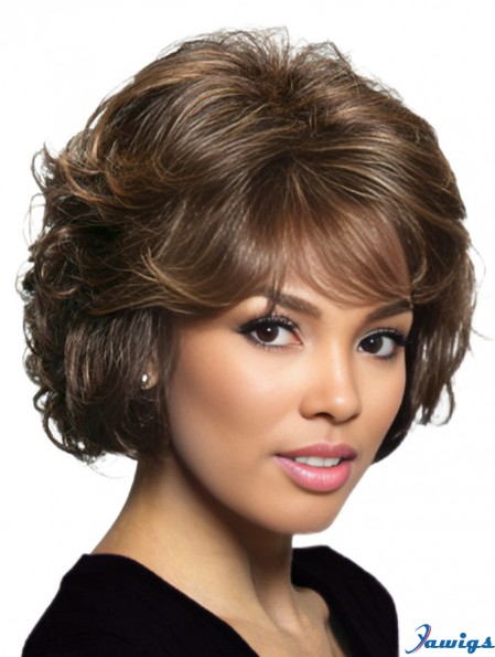 Wavy Brown Chin Length 10 inch With Bangs Handmade Wigs UK