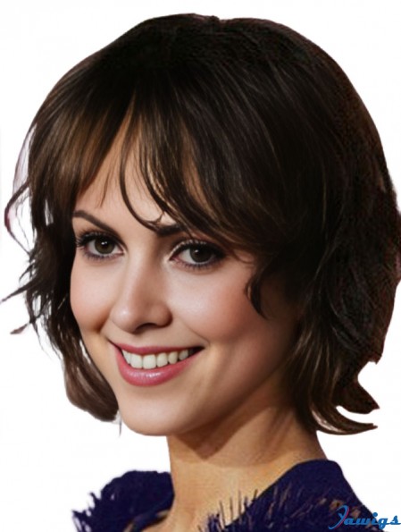 Jessica Alba Wigs With Remy Human Lace Front Wavy Style Short Length