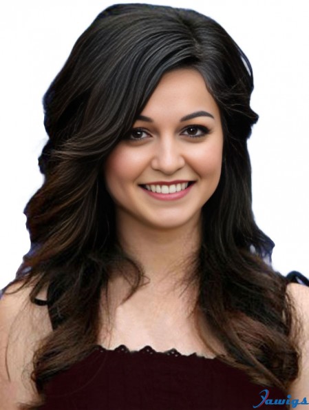 New Black Long Wavy 20 inch With Bangs Selena Gomez Lace Wigs