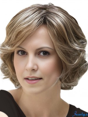 Blonde Wavy Chin Length With Bangs Ladies Monofilament Ellen Wille Wigs