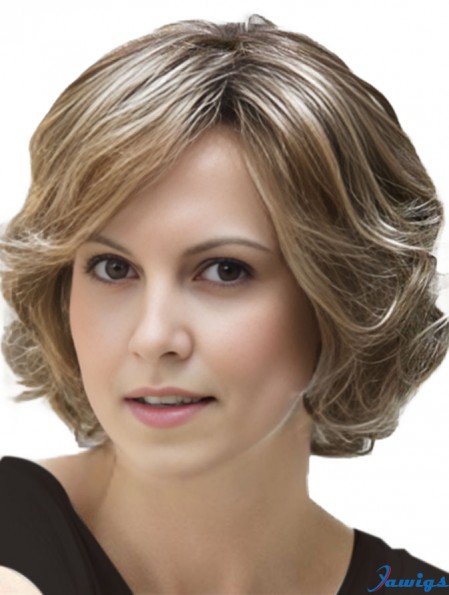 Blonde Wavy Chin Length With Bangs Ladies Monofilament Ellen Wille Wigs