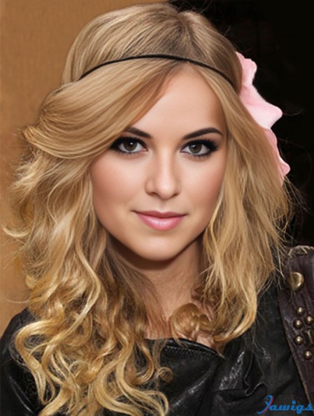 100% Hand-tied With Bangs Wavy Long Blonde Fashion Taylor Swift Wigs