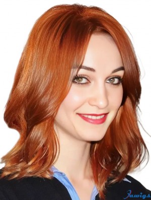 Lace Front Wavy Without Bangs Shoulder Length 16 inch Cheap Human Hair Christina Hendricks Wigs