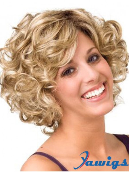 Curly Blonde Layered 10 inch Buy Human Hair Wigs