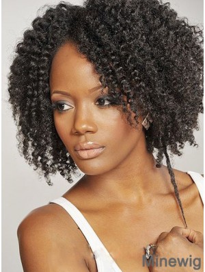 African American Human Hair Wigs Brazilian Chin Length Kinky Style