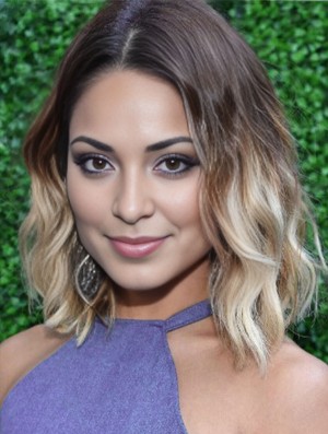 Sleek Ombre/2 Tone Chin Length Wavy Without Bangs 16 inch Human Lace Wigs