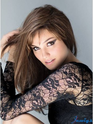 16 inch Straight Layered Monofilament Brown Exquisite Long Wigs