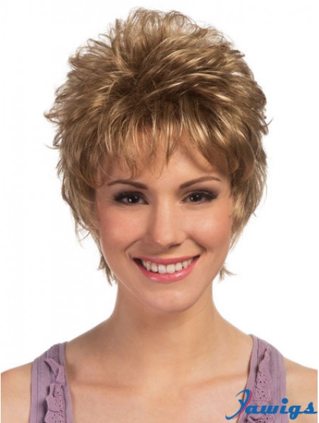 Boycuts Cropped Blonde Curly High Quality Petite Wigs