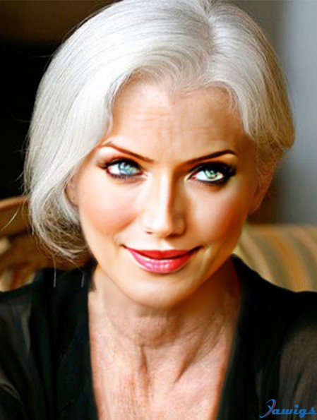 Gorgeous Short Straight Capless Grey Wigs